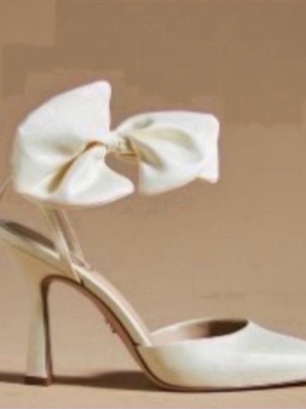 Sam Edelman Halie Off white Cream Ankle Strap heels w large Bow 8 1/2